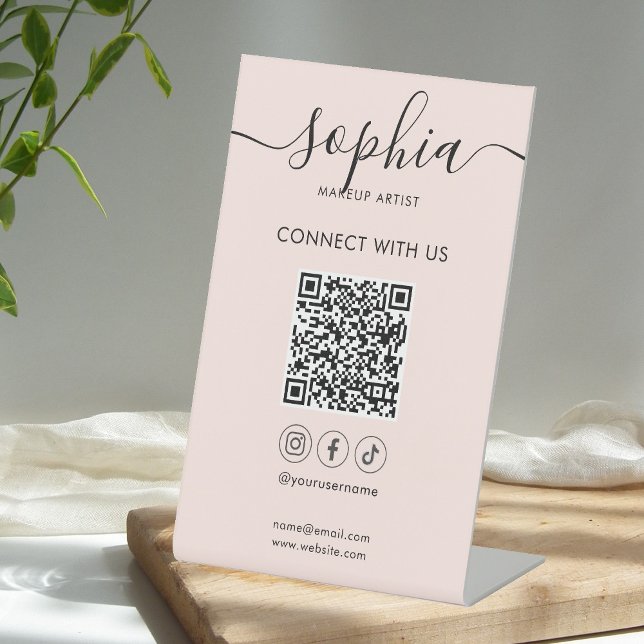 Connect with us Social Media Script Pedestal Sign (Creator Uploaded)