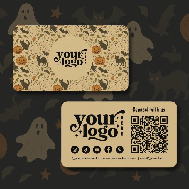Connect with us Vintage Spooky Halloween Business Card (Creator Uploaded)