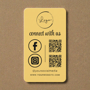 Connect With Us Yellow QR Code Business Card
