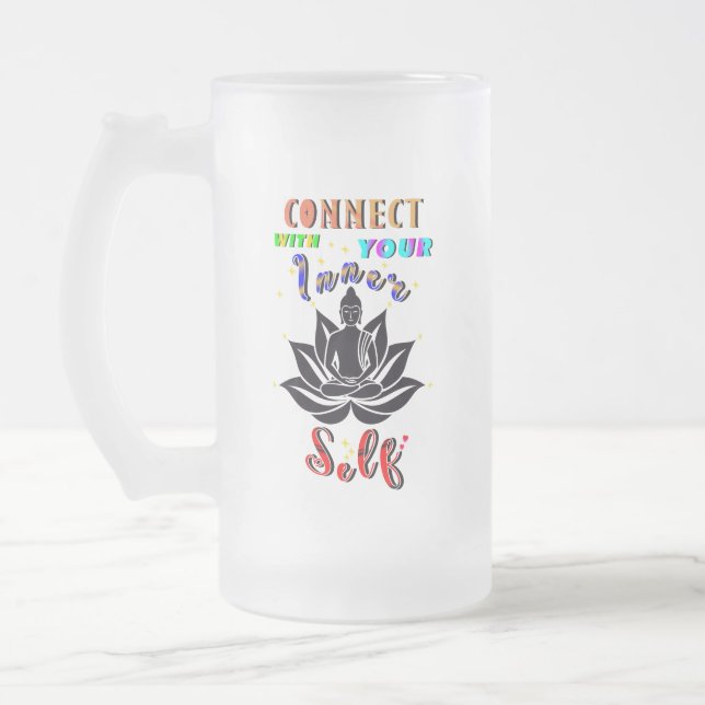 Connect With Your Inner Self Frosted Glass Beer Mug (Left)