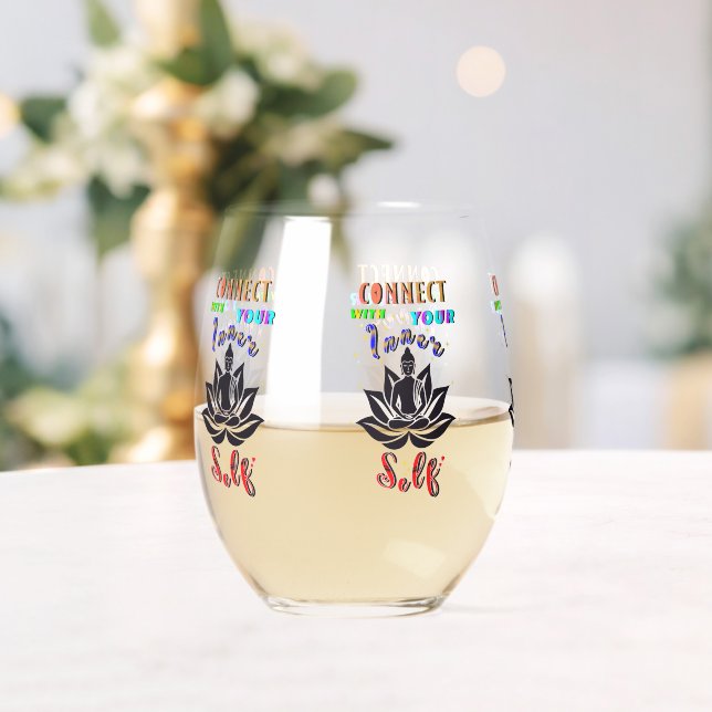 Connect With Your Inner Self Stemless Wine Glass (Insitu (Wedding))