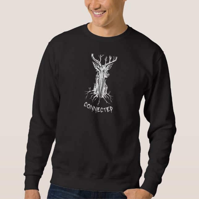 Connected Animals Trees Deer On Back Sweatshirt (Front)