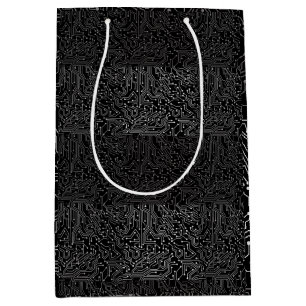 Connected circuit pattern b Black GB Medium Gift Bag