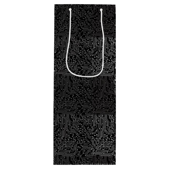 Connected circuit pattern b Black GB Wine Gift Bag (Front)