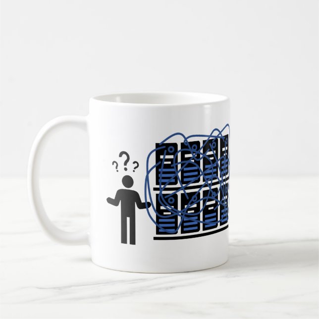 Connected data center with confused IT Coffee Mug (Left)