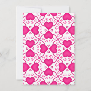 Connected Hearts Hot Pink on White Valentine's Day Holiday Card