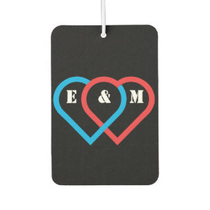 Connected hearts. Letters can be customised Car Air Freshener