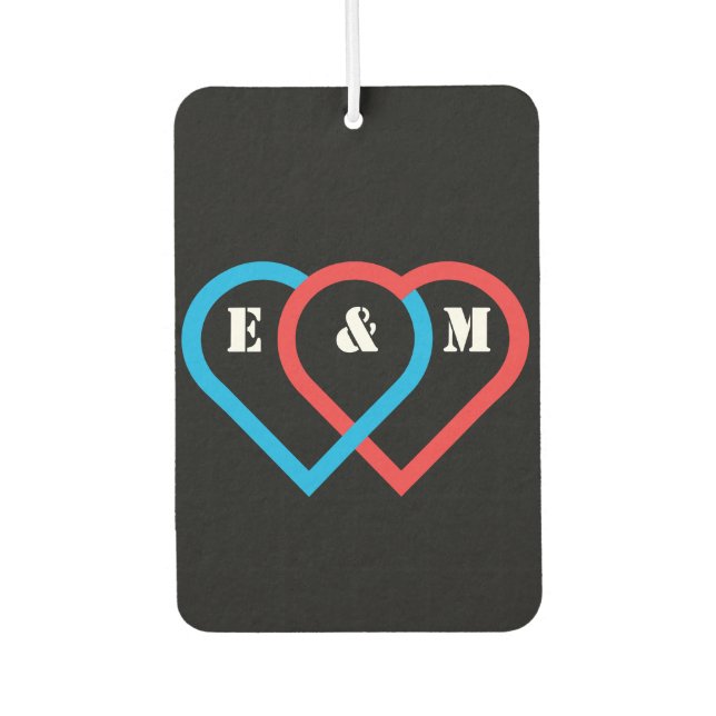 Connected hearts. Letters can be customised Car Air Freshener (Front)
