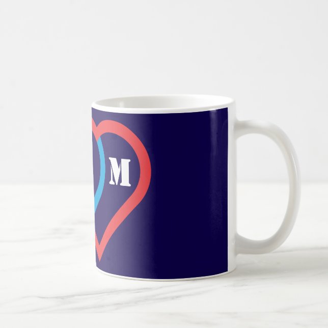 Connected hearts. Letters can be customised Coffee Mug (Right)