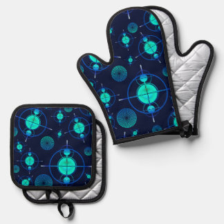 Connected Minds Pattern 2 Oven Mitt & Pot Holder Set