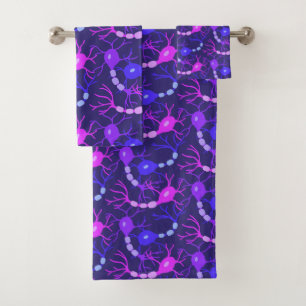 Connected Neurons Neon Purple Bath Towel Set