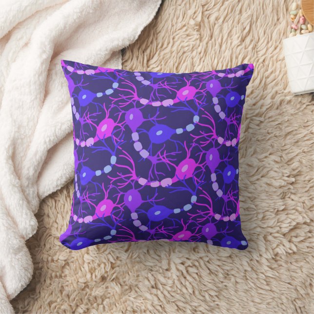 Connected Neurons Neon Purple Cushion (Blanket)