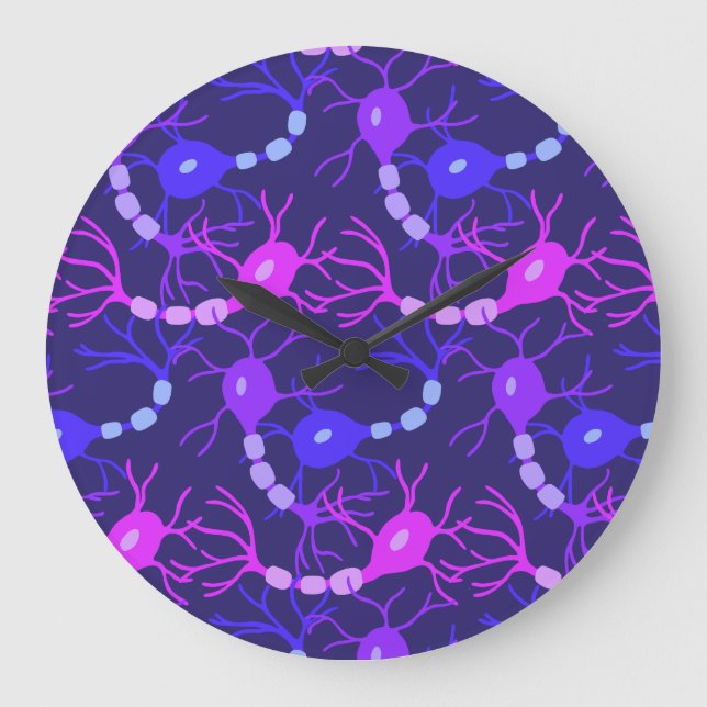 Connected Neurons Neon Purple Large Clock (Front)