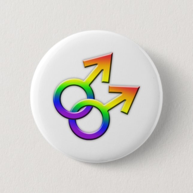 Connected Rainbow Male Symbols Button 02 (Front)