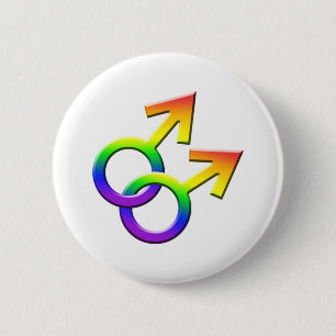 Connected Rainbow Male Symbols Button 03