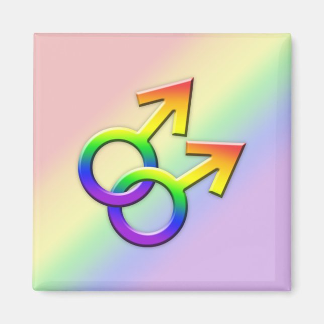 Connected Rainbow Male Symbols Magnet 01 (Front)