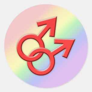 Connected Red Male Symbols Stickers 01
