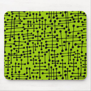 Connected Spots - Black on Martian Green Mouse Pad
