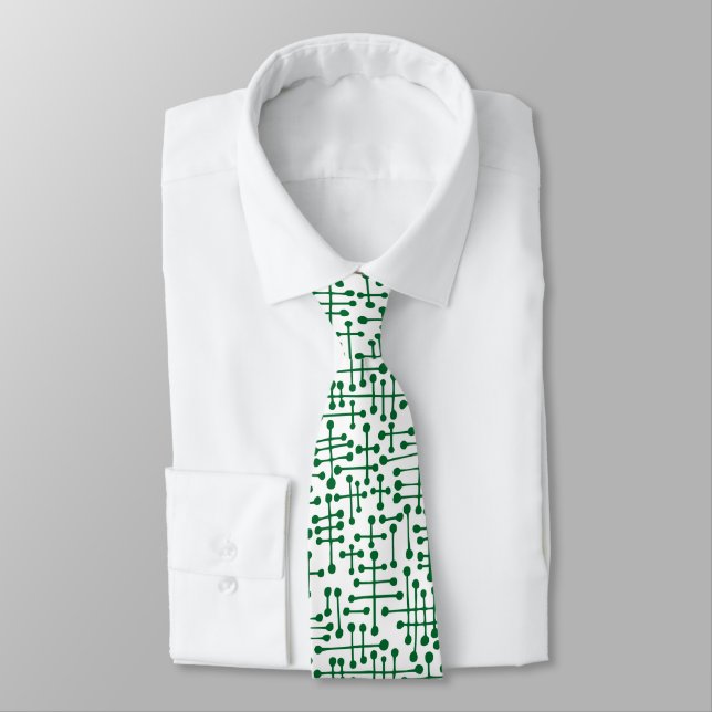 Connected Spots - Forest Green on White Tie (Tied)
