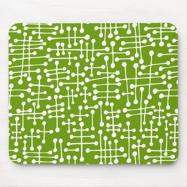 Connected Spots - White on Avocado Mouse Pad (Front)