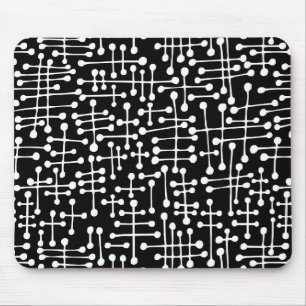 Connected Spots - White on Black Mouse Pad