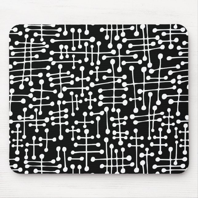 Connected Spots - White on Black Mouse Pad (Front)