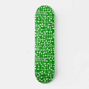 Connected Spots - White on Dk Green Skateboard