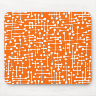 Connected Spots - White on Orange Mouse Pad