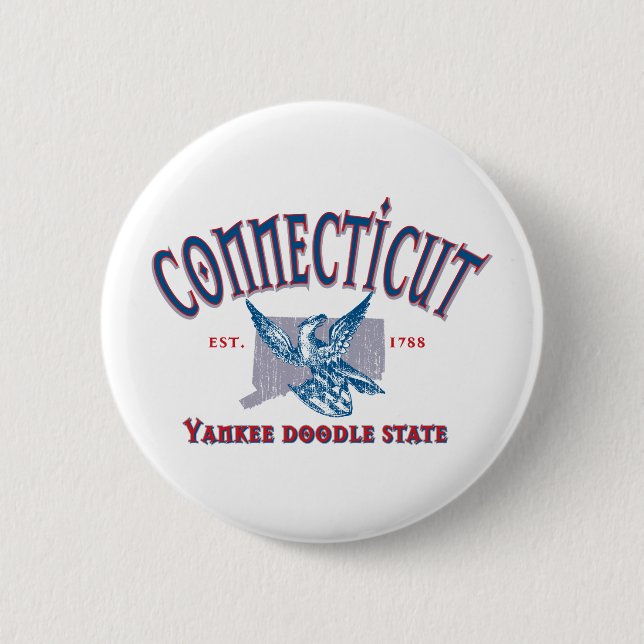 Connecticut 6 Cm Round Badge (Front)