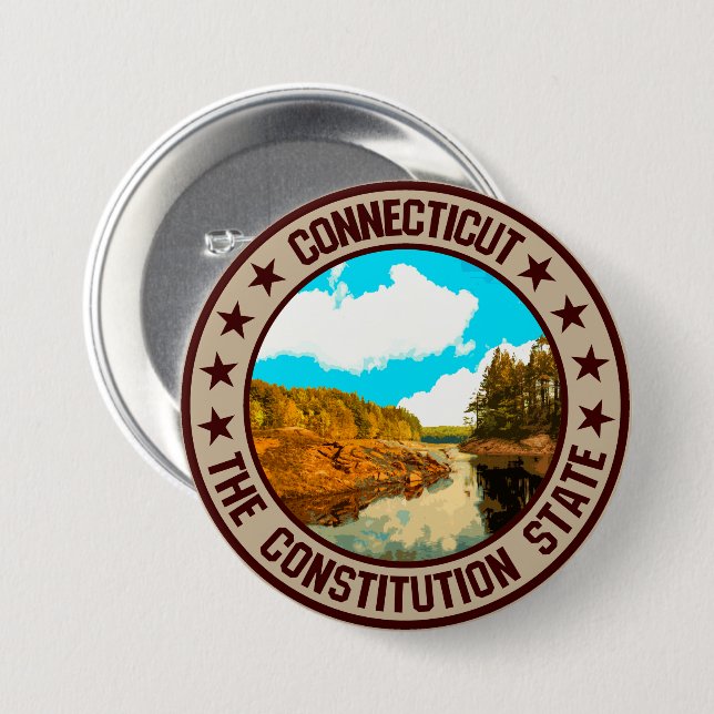 Connecticut 7.5 Cm Round Badge (Front & Back)