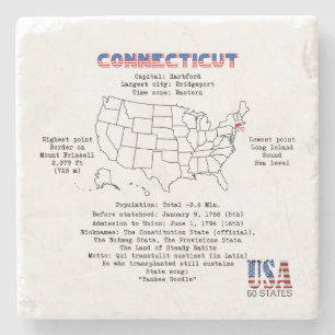 Connecticut American state on a map and details Stone Coaster