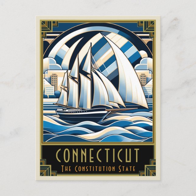 Connecticut | Art Deco Postcard (Front)