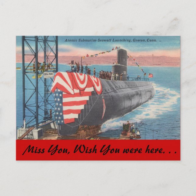 Connecticut, Atomic Submarine launching Postcard (Front)