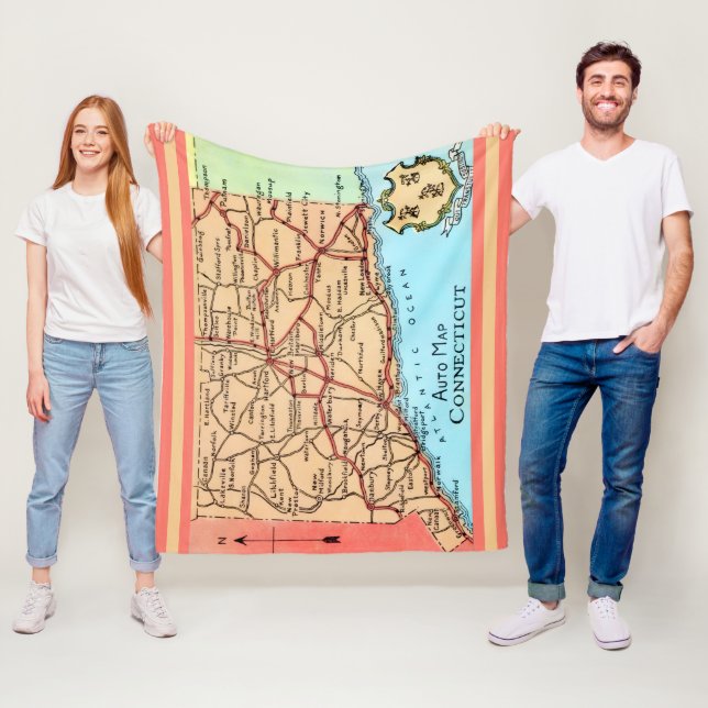 Connecticut Auto Map Fleece Blanket (In Situ)