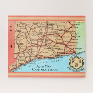 Connecticut Auto Map Jigsaw Puzzle