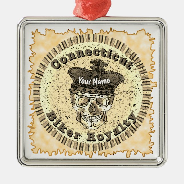 Connecticut Biker  Metal Tree Decoration (Front)