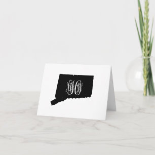 Connecticut Black White Vine Monogram DIY BG Thank You Card
