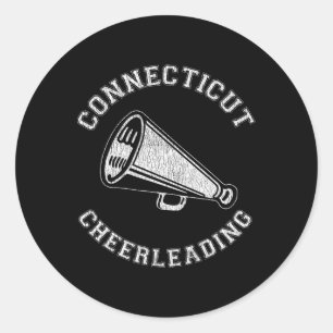 Connecticut Cheer Distressed Retro 90's Cheerleade Classic Round Sticker