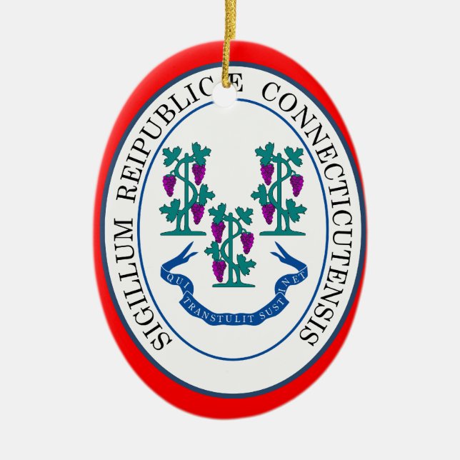 Connecticut Christmas Ornament* Ceramic Tree Decoration (Front)