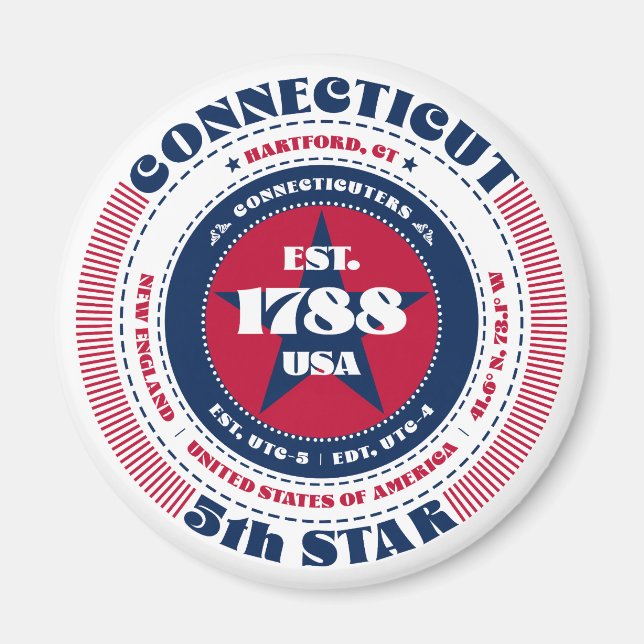 Connecticut Circle Typography Souvenir Magnet (Front)