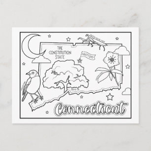 connecticut colour me collage postcard