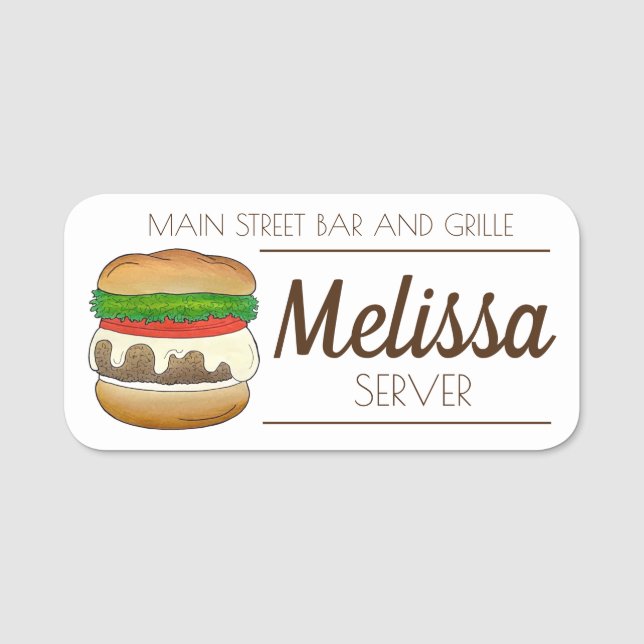 Connecticut CT Steamed Cheese Burger Cheeseburger Name Tag (Front)
