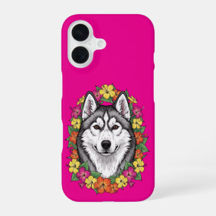 Connecticut Dog And Colourful Mirablis Flowers iPhone 16 Case