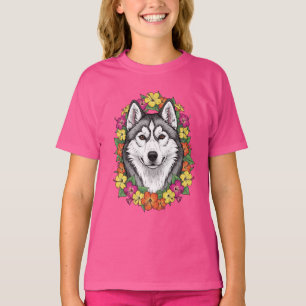 Connecticut Dog And Colourful Mirablis Flowers T-Shirt