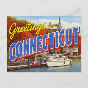 Connecticut Fall Harbor Yacht Postcard