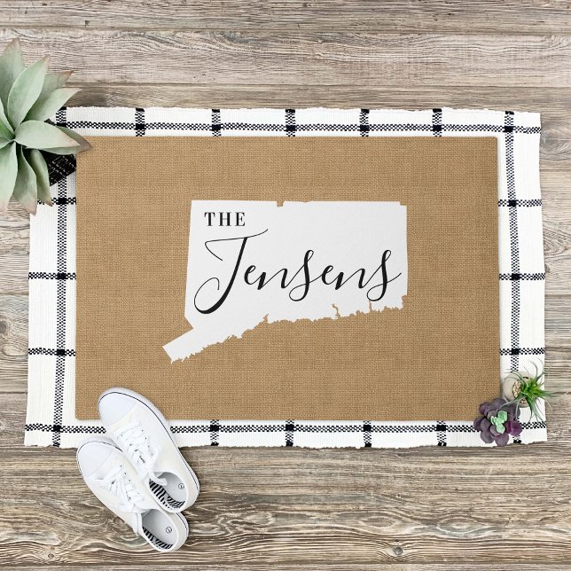 Connecticut Family Monogram State Doormat (Creator Uploaded)