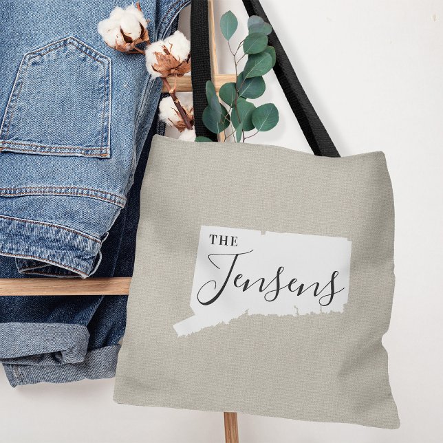 Connecticut Family Monogram State Tote Bag (Creator Uploaded)
