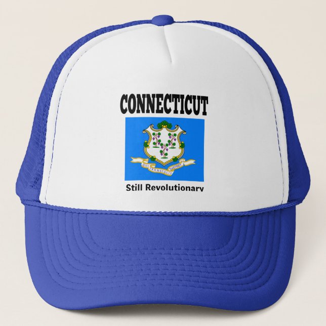 Connecticut flag and motto trucker hat (Front)