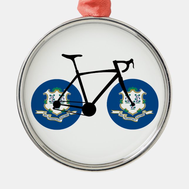 Connecticut Flag Cycling Metal Tree Decoration (Front)