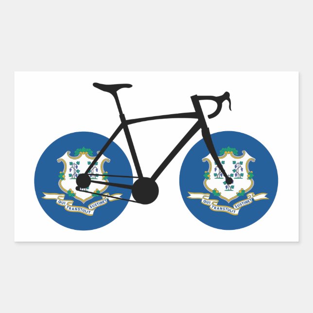 Connecticut Flag Cycling Rectangular Sticker (Front)